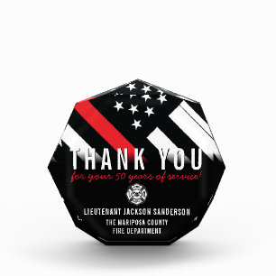 Firefighter Retirement Anniversary Thin Red Line Acrylic Award