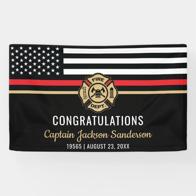 Firefighter Retirement Fire Department Flag Banner (Horizontal)