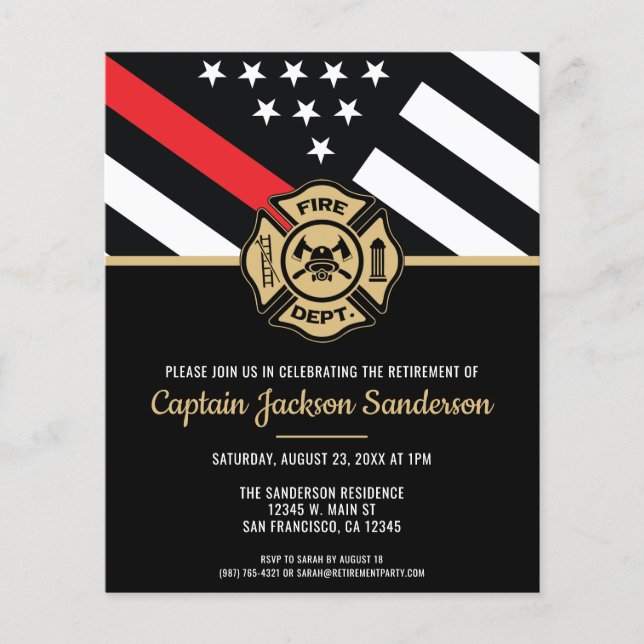 Firefighter Retirement Fire Department Invitation Flyer (Front)