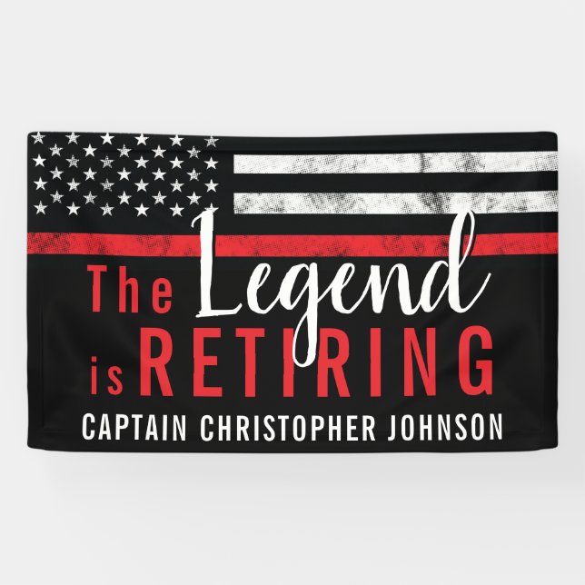 Firefighter Retirement Fireman Thin Red Line Flag Banner (Horizontal)