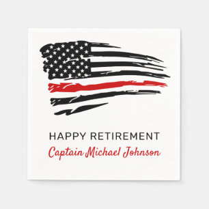 Firefighter Retirement Firemen Thin Red Line Party Napkin