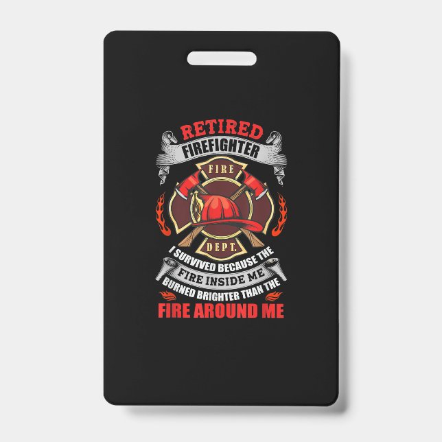 Firefighter Retirement Gifts For Men 2021 Quotes ID Badge (Front)