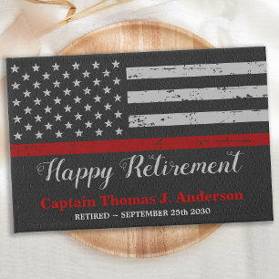 Firefighter Retirement Leather Thin Red Line Party Guest Book