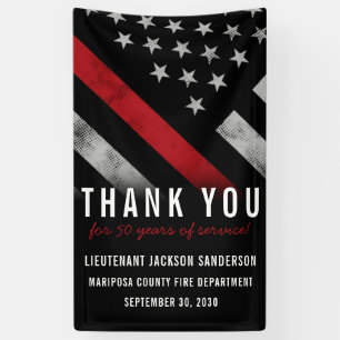 Firefighter Retirement Party Anniversary Red Line Banner