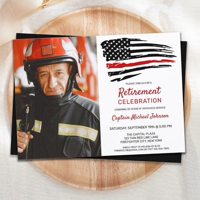 Firefighter Retirement Party Custom Photo Invitation (Creator Uploaded)