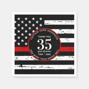 Firefighter Retirement Party Custom Thin Red Line Napkin