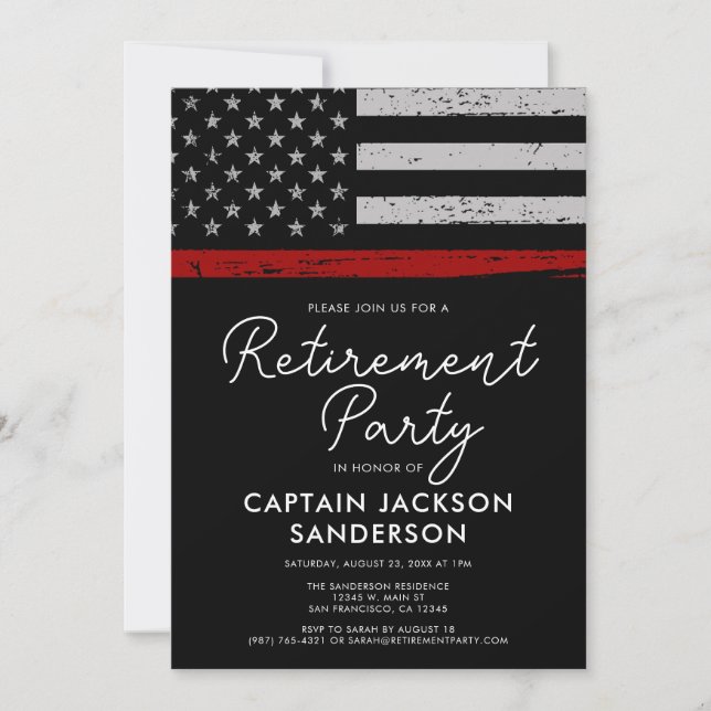 Firefighter Retirement Party Fire Department Invitation (Front)