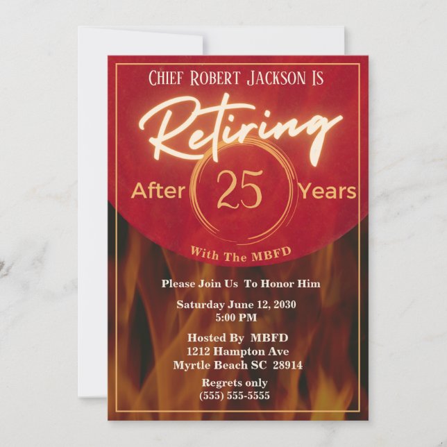Firefighter Retirement Party Invitation (Front)