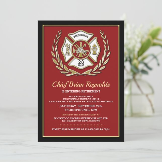 Firefighter Retirement Party Invitation (Standing Front)