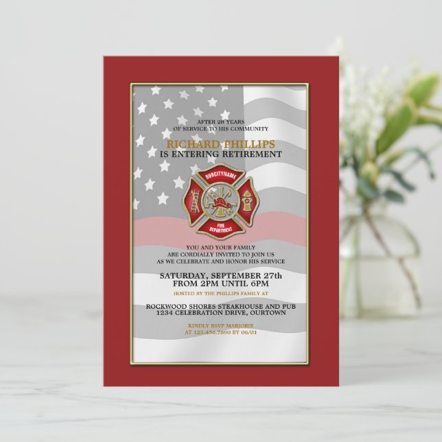 Firefighter Retirement Party Invitations (Standing Front)
