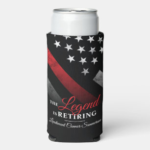 Firefighter Retirement Party Red Line Fireman Seltzer Can Cooler