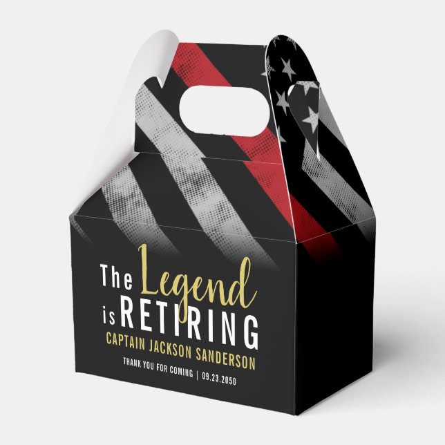 Firefighter Retirement Party Red Line Flag Fireman Favour Box (Front Side)