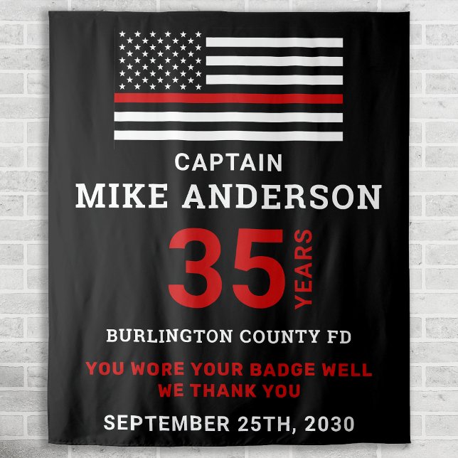 Firefighter Retirement Party Thin Red Line Flag Tapestry (Creator Uploaded)