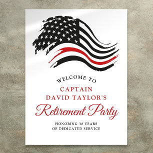 Firefighter Retirement Party Thin Red Line Welcome Poster