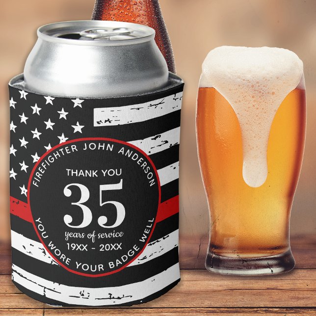 Firefighter Retirement Personalised Thin Red Line Can Cooler (Creator Uploaded)