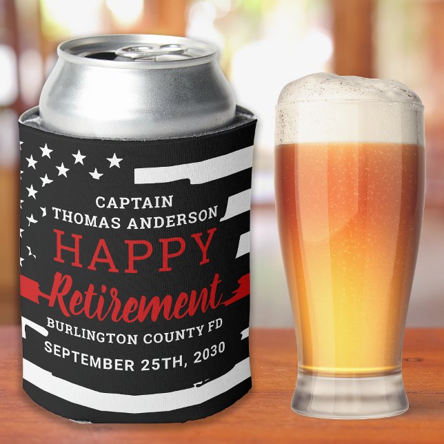 Firefighter Retirement Personalised Thin Red Line Can Cooler (Creator Uploaded)