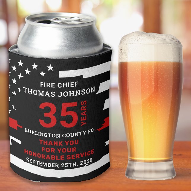 Firefighter Retirement Personalised Thin Red Line  Can Cooler (Creator Uploaded)