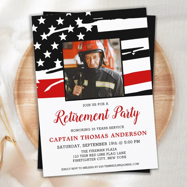 Firefighter Retirement Photo Fireman Retiring  Invitation (Creator Uploaded)