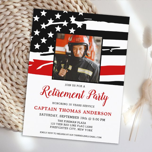 Firefighter Retirement Photo Fireman Retiring Invitation Postcard (Creator Uploaded)