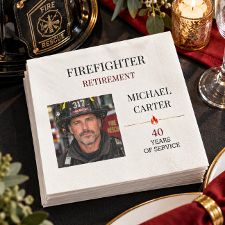 Firefighter Retirement Photo Years of Service Napkin