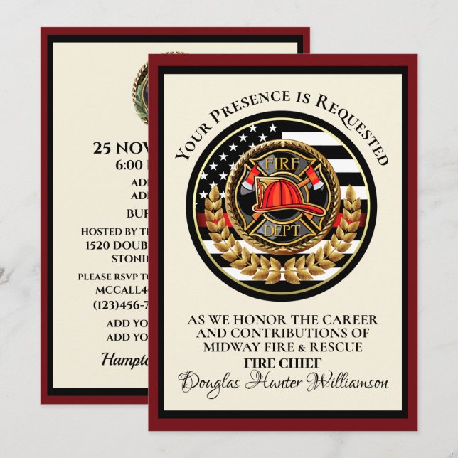 Firefighter Retirement / Recognition Invitation (Front/Back)
