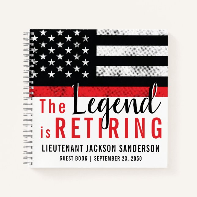 Firefighter Retirement Red Line Fireman Guest Book (Front)