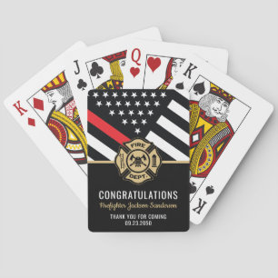 Firefighter Retirement Red Line Flag Congrats Playing Cards