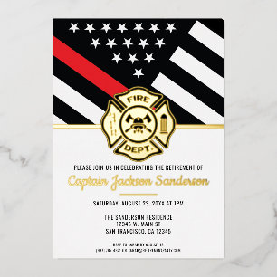 Firefighter Retirement Red Line Flag Fireman