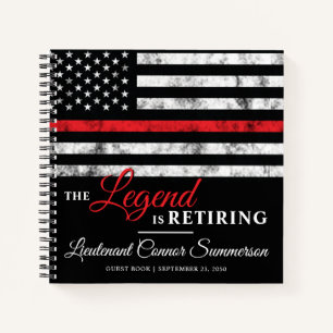 Firefighter Retirement Red Line Flag Fireman Guest Notebook