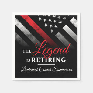 Firefighter Retirement Red Line Flag Fireman Napkin