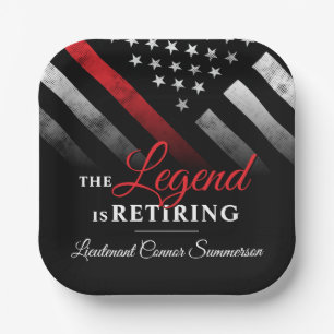 Firefighter Retirement Red Line Flag Fireman Paper Plate