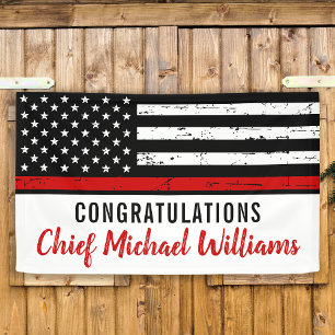 Firefighter Retirement Thin Red Li Congratulations Banner