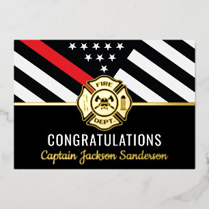 Firefighter Retirement Thin Red Line Congrats Card