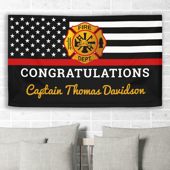 Firefighter Retirement Thin Red Line Flag Congrats Banner (Creator Uploaded)