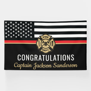 Firefighter Retirement Thin Red Line Flag Congrats Banner