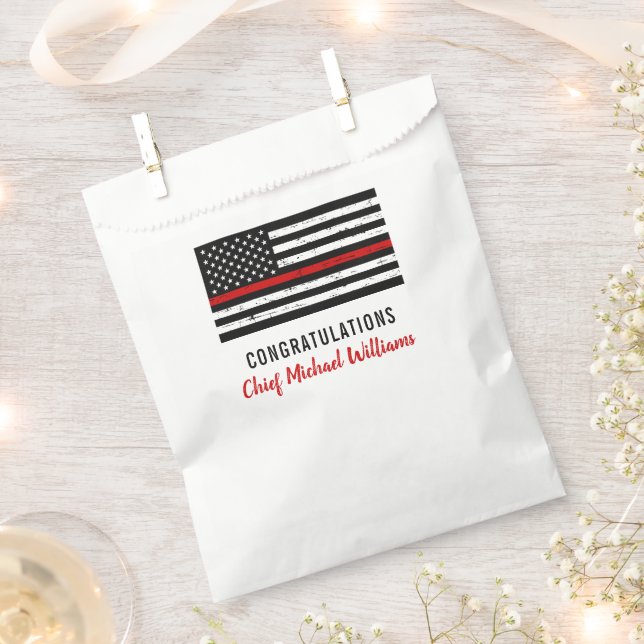 Firefighter Retirement Thin Red Line Flag Favour Bag (Clipped)