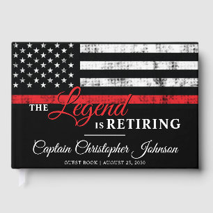 Firefighter Retirement Thin Red Line Flag Fireman Guest Book