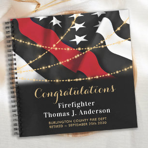 Firefighter Retirement Thin Red Line Flag Guest Notebook