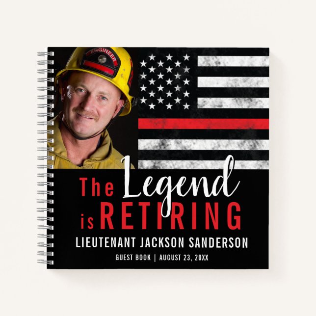 Firefighter Retirement Thin Red Line Guest Book (Front)