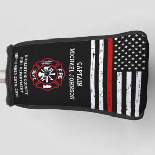 Firefighter Retirement Thin Red Line Maltese Cross Golf Head Cover