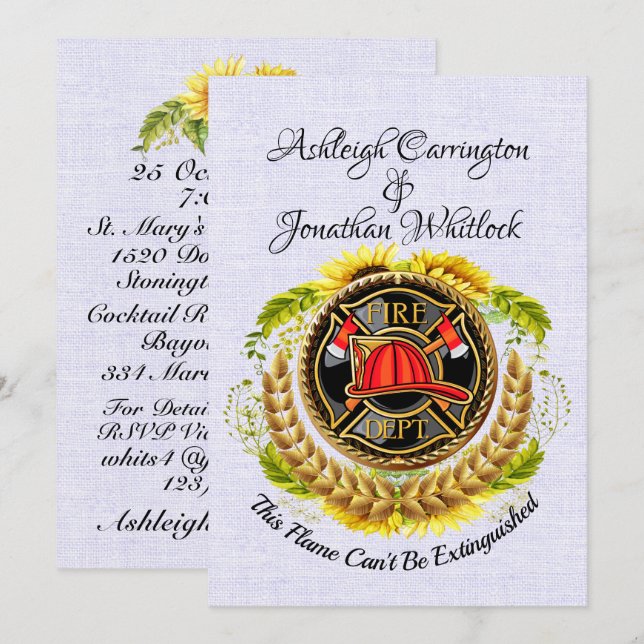 Firefighter Revised Wedding Invitation (Front/Back)