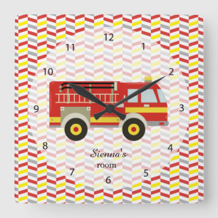 Firefighter room square wall clock