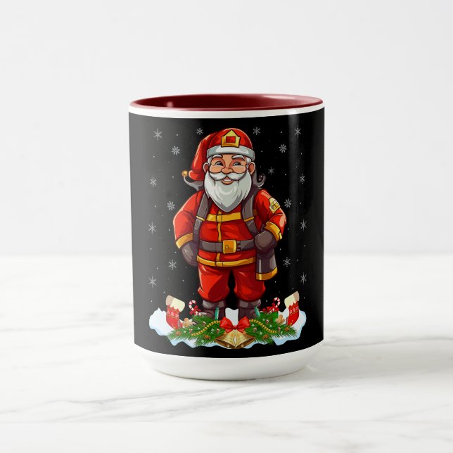 Firefighter Santa Christmas Design Mug (Center)