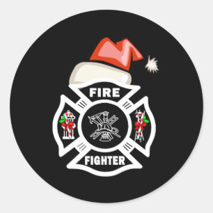 Firefighter Santa Claus Classic Round Sticker