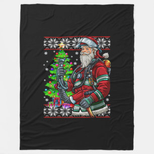Firefighter Santa Claus Fireman Costume Ugly Fleece Blanket