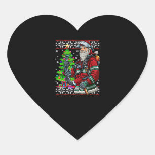 Firefighter Santa Claus Fireman Costume Ugly Heart Sticker
