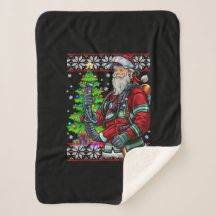 Firefighter Santa Claus Fireman Costume Ugly Sherpa Blanket