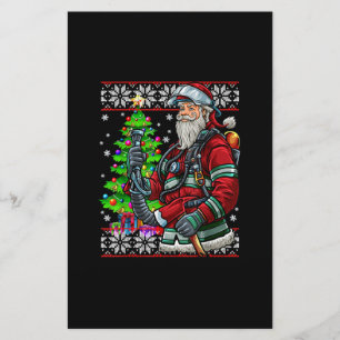 Firefighter Santa Claus Fireman Costume Ugly Stationery