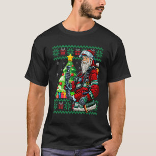 Firefighter Santa Claus Fireman Ugly Christmas Swe T-Shirt