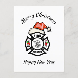 Firefighter Santa Fire Dept Holiday Card